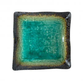 Yeşil Kare Tabak 19 cm Peacock Green Square Plate (1 adet)